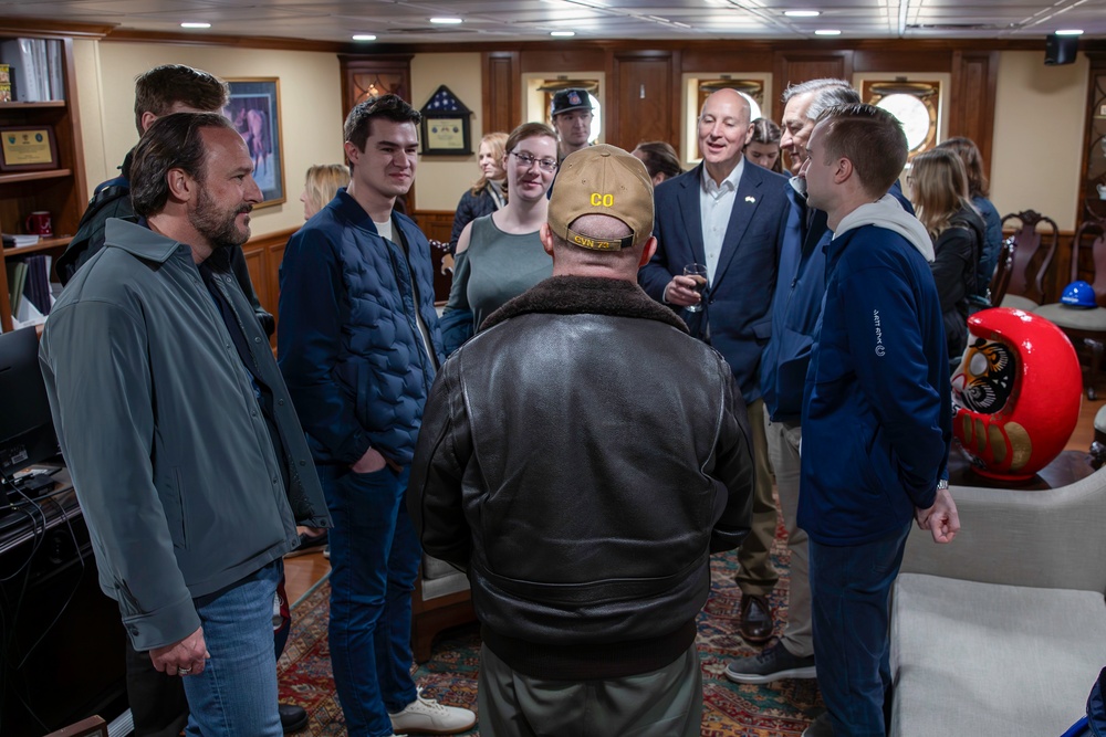 Former Professional Baseball Players and Chicago Cubs Staff Tour USS George Washington