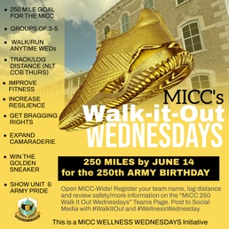 MICC Walk-it-Out Army birthday, wellness kick-off event