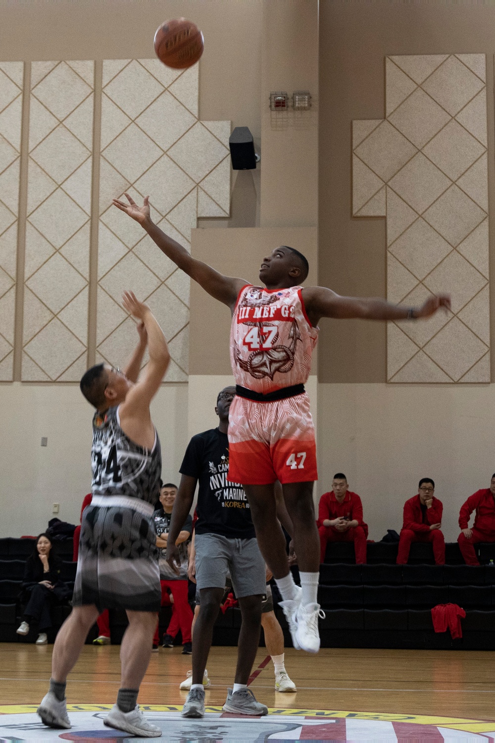 U.S. and ROK Marines Compete in a Game of Basketball During Freedom Shield 25
