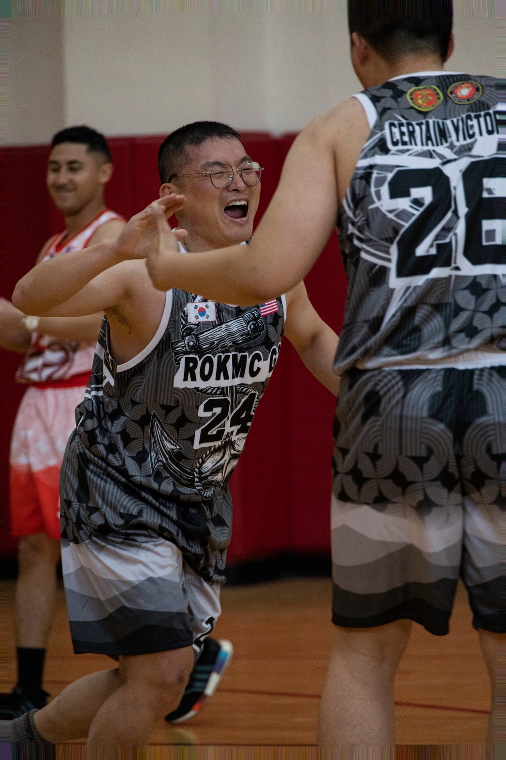 U.S. and ROK Marines Compete in a Game of Basketball During Freedom Shield 25