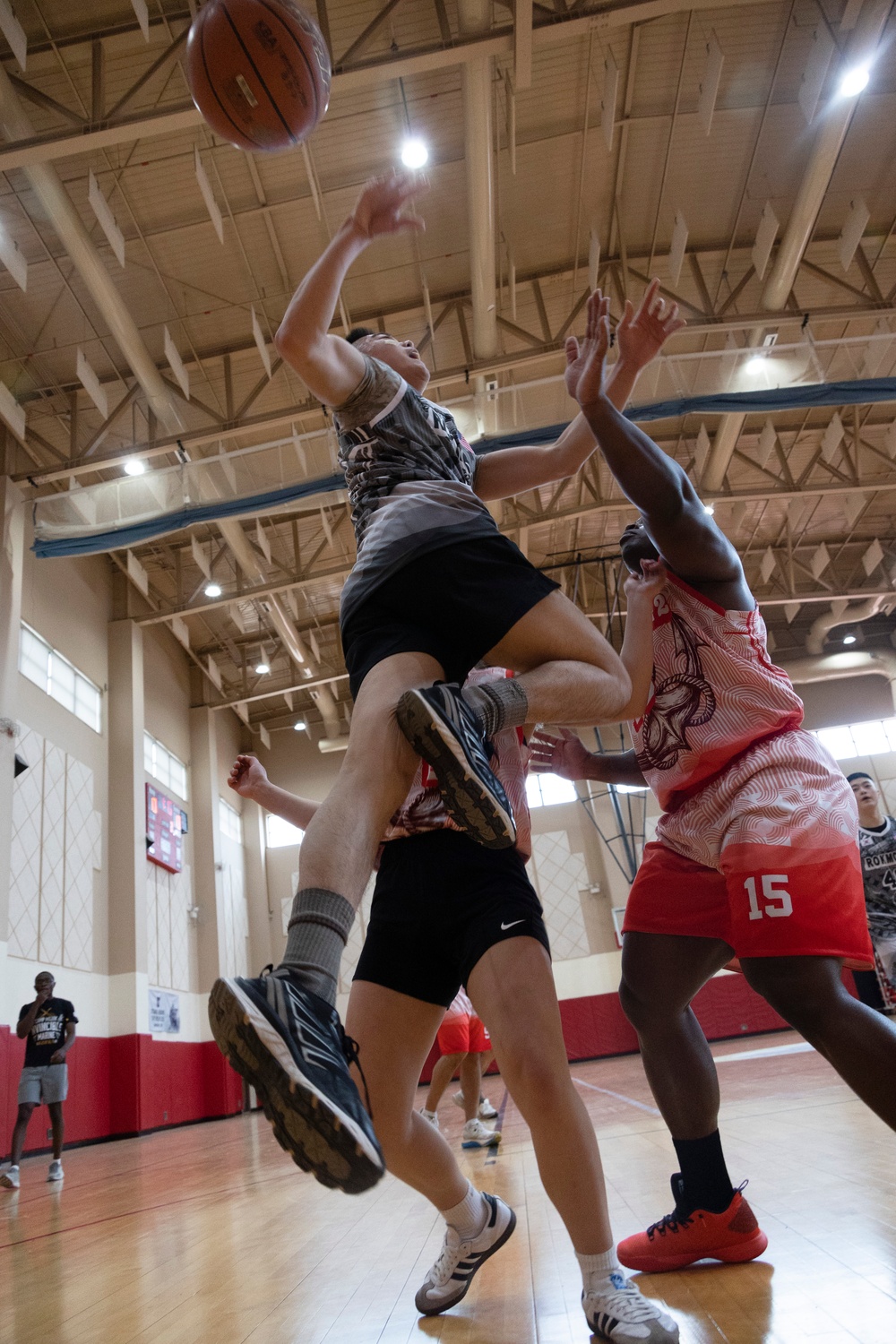 U.S. and ROK Marines Compete in a Game of Basketball During Freedom Shield 25