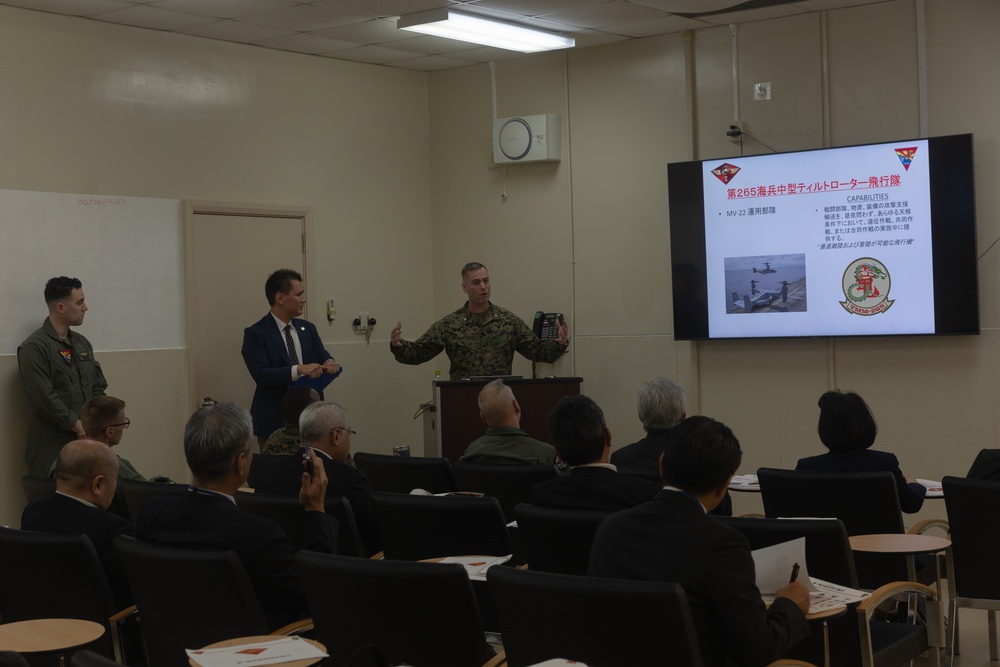 Local, government leaders tour MV-22B Osprey simulator, facilities on MCAS Futenma