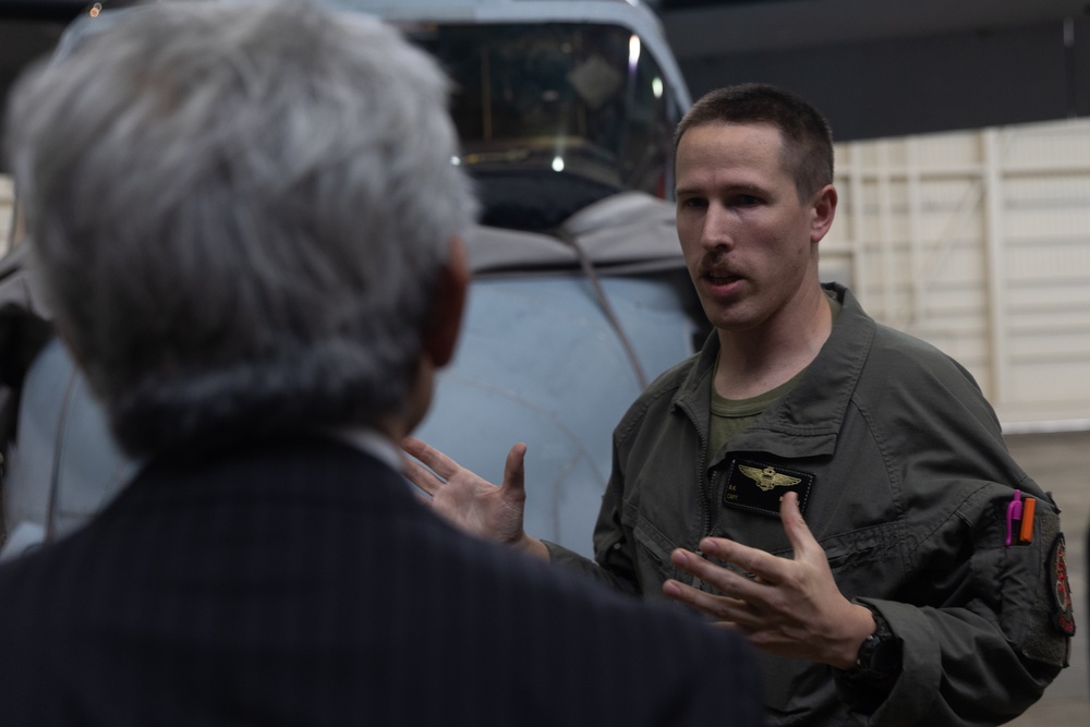 Local, government leaders tour MV-22B Osprey simulator, facilities on MCAS Futenma