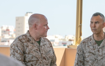 MajGen. Bligh awards a Marine with TF 51/5 with a Navy and Marine Corps Commendation Medal