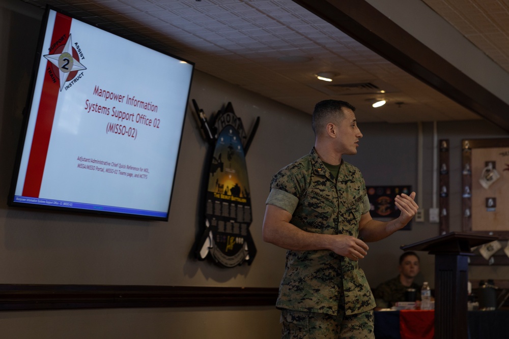 U.S. Marines with 2nd MAW host an administration symposium