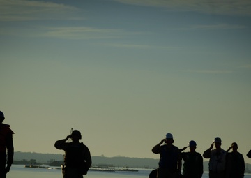 USS West Virginia prepares to get underway.