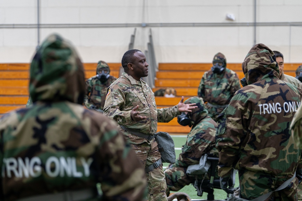 USAMSC-K conducts its annual CBRN training for assigned EECs and MECs to maintain proficiency and confidence in their CBRN equipment.