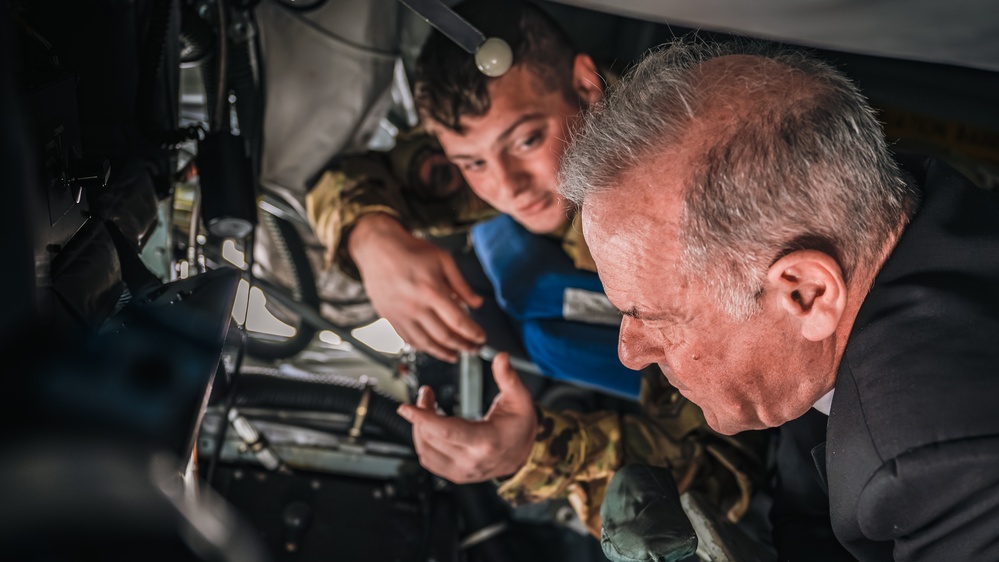 Roman Catholic Bishop tours a KC-135 Stratotanker