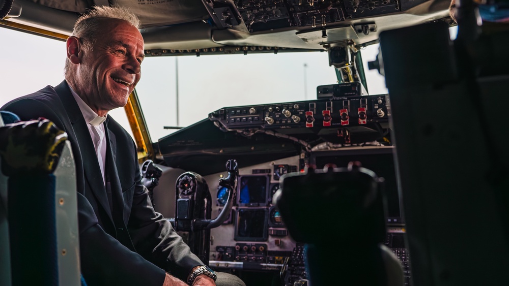 Roman Catholic Bishop tours a KC-135 Stratotanker