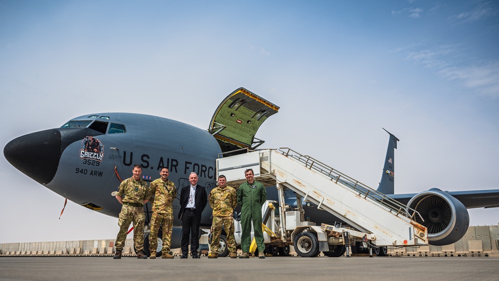 Roman Catholic Bishop tours a KC-135 Stratotanker