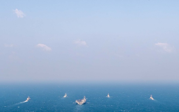 Carl Vinson Carrier Strike Group sails in formation with Republic of Korea Navy, Japan Maritime Self-Defense Force in trilateral naval exercise