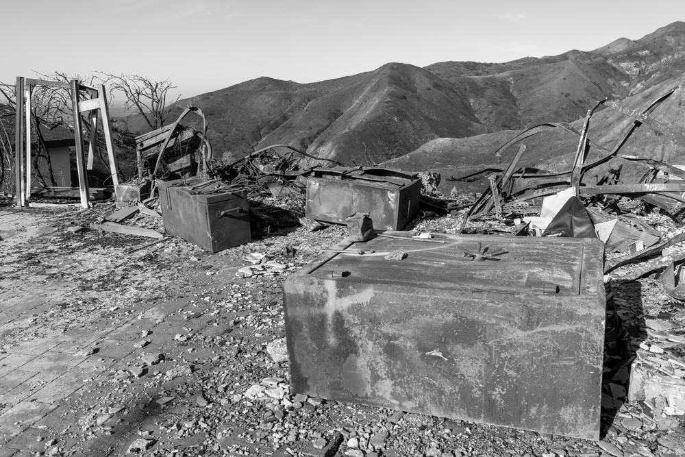 Fire-Damaged Home Awaits Debris Removal