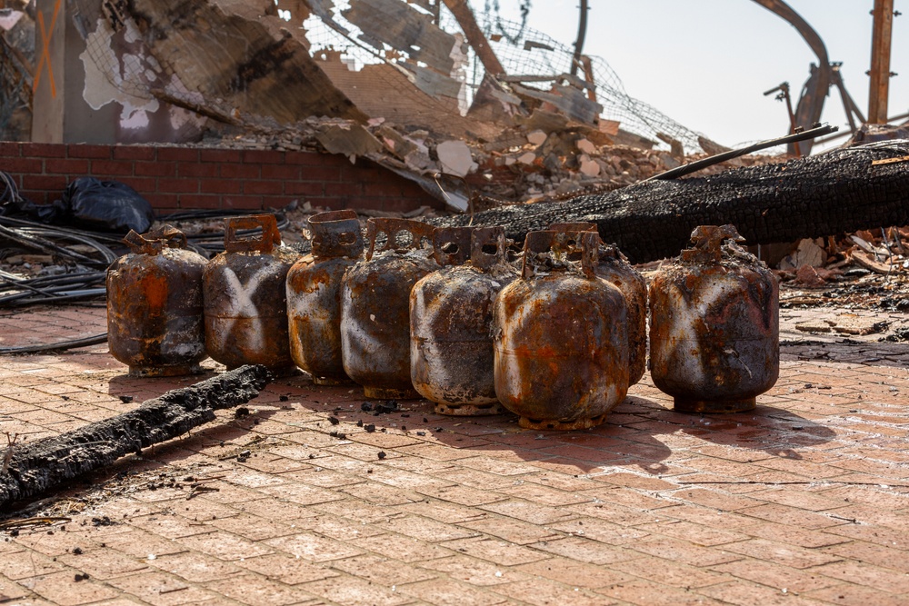 Fire-Damaged Home Awaits Debris Removal