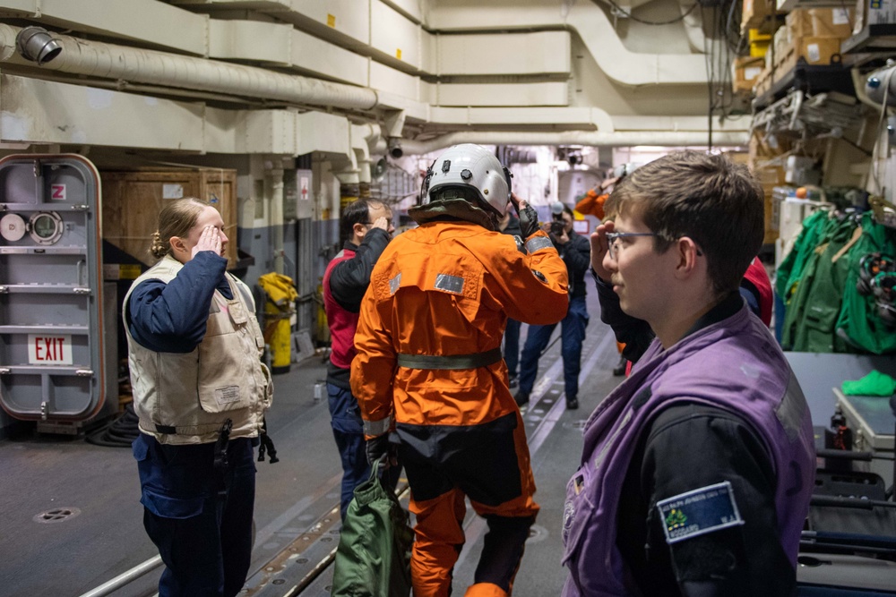 Commander of Carrier Strike Group ONE visits USS Ralph Johnson (DDG 114)