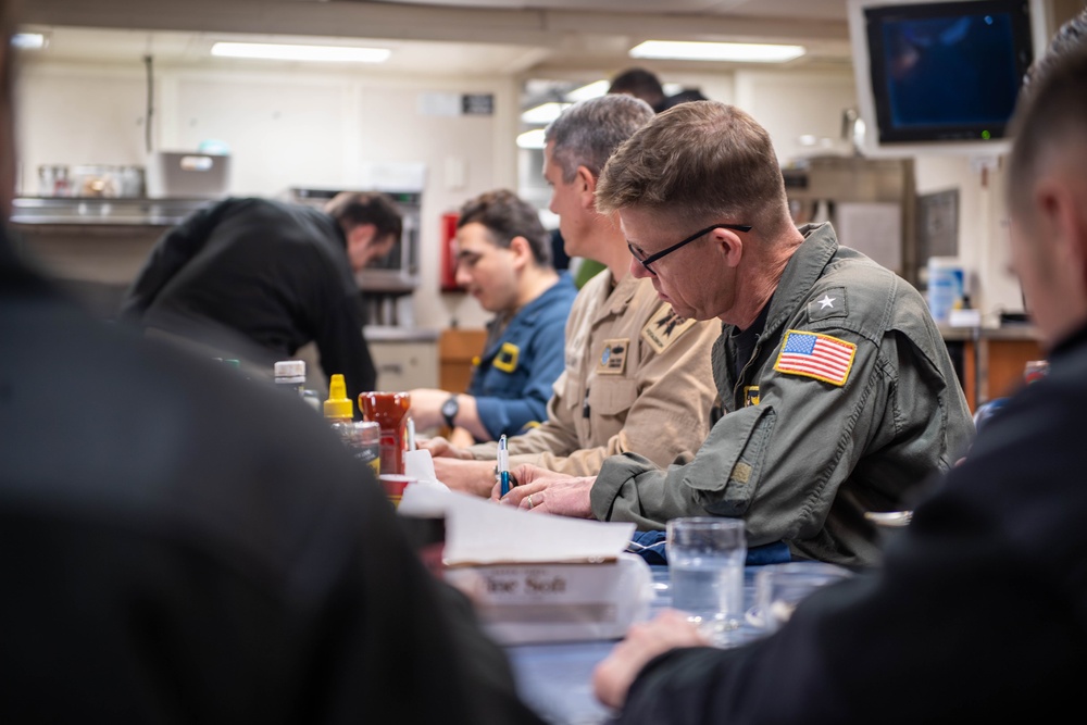 Commander of Carrier Strike Group ONE visits USS Ralph Johnson (DDG 114)