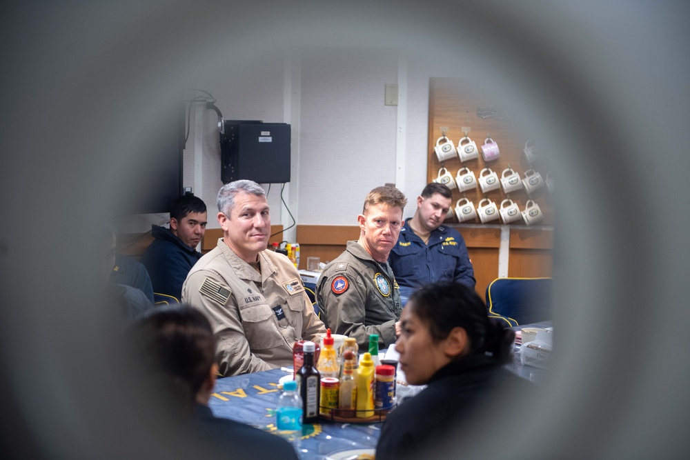 Commander of Carrier Strike Group ONE visits USS Ralph Johnson (DDG 114)