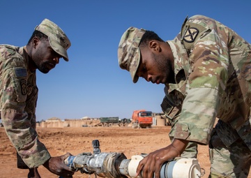 Ensuring Safe Water: U.S. Army Specialists Re-Chlorinate Supply at Al-Tanf Garrison, Syria