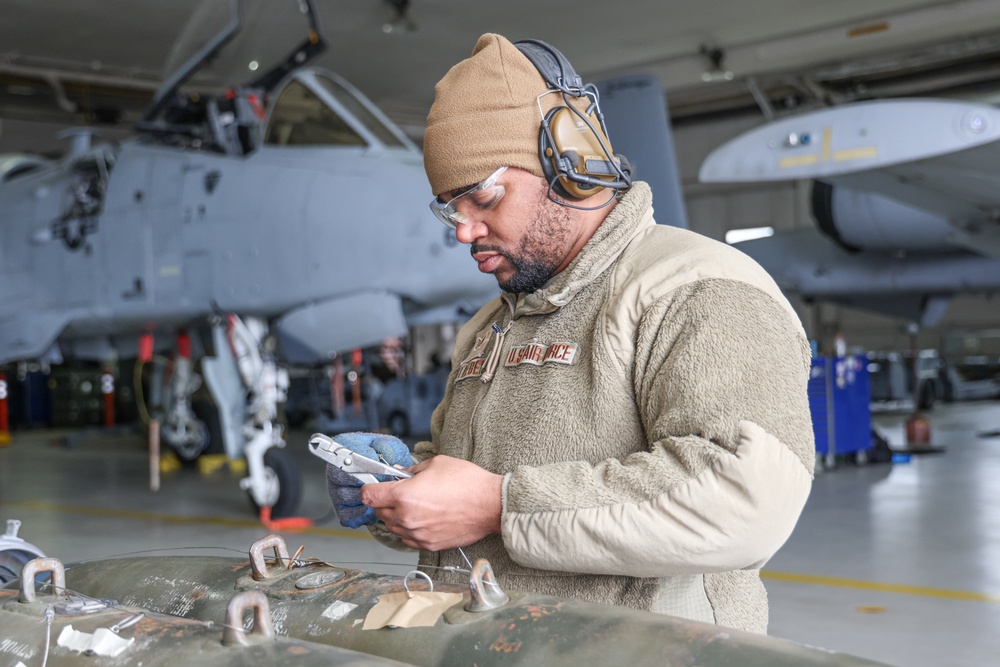 Preparing weapons for A-10 missions
