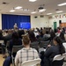 Col. Brian D. Sawser visits with Palisades Elementary School families during a townhall meeting