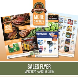 It’s college hoops tourney time, and patrons can score big savings through the March 24 – April 6 Commissary Sales Flyer