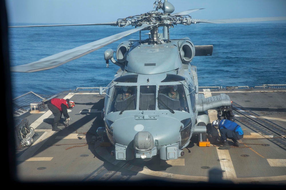 USS Spruance conducts flight operations