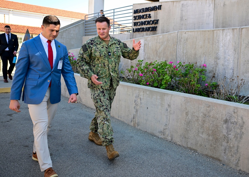 Commanding Officer Capt. Joseph Burgon speaks to Assemblyman Bill Essayli of California’s 63rd Assembly District during an official visit to Naval Surface Warfare Center, Corona Division.