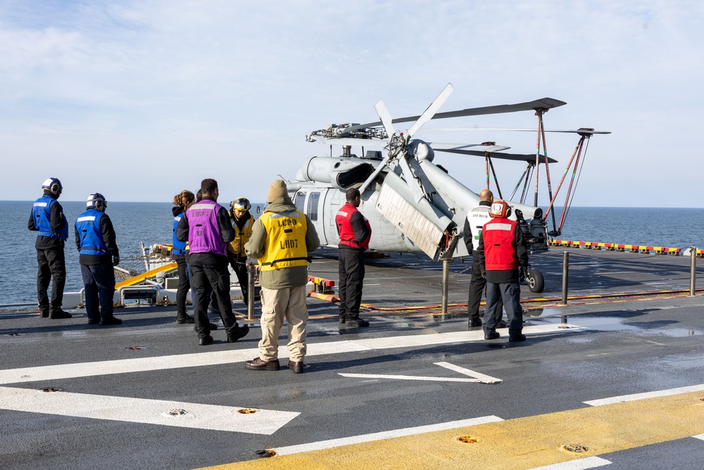 Preparing a Helicopter onboard USS Iwo Jima