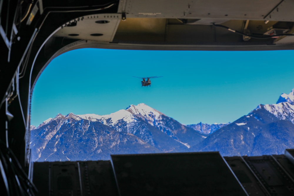 U.S. Army Chinook pilots conduct high altitude training in the German Alps