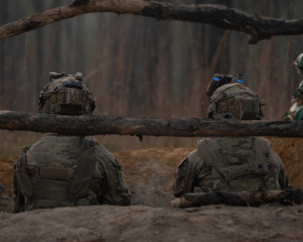 2nd Brigade Combat Team, 82nd Airborne Division paratroopers dig fighting positions and conduct patrols during JRTC 25-05.