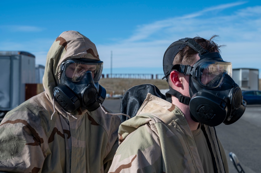 Emergency management specialists conduct contamination control area training