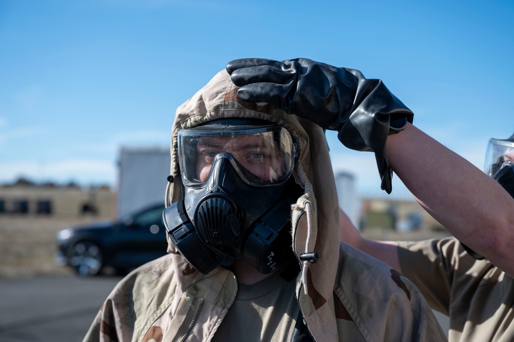 Emergency management specialists conduct contamination control area training