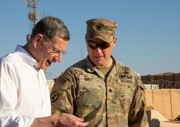 Senator John Barrasso Receives Challenge Coin from Lt. Col. Ross Daly in Recognition of Support for Wyoming National Guard at Al-Tanf Garrison, Syria