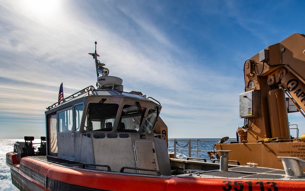 Coast Guard Cutter Calhoun conducts operations at sea