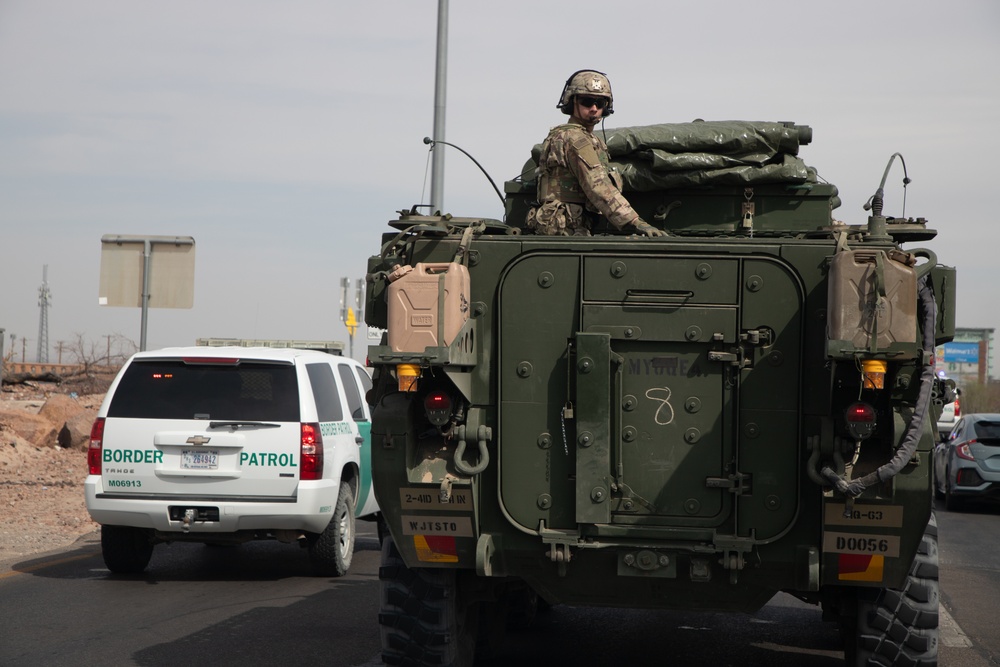 2nd Stryker Brigade convoy to the southern border