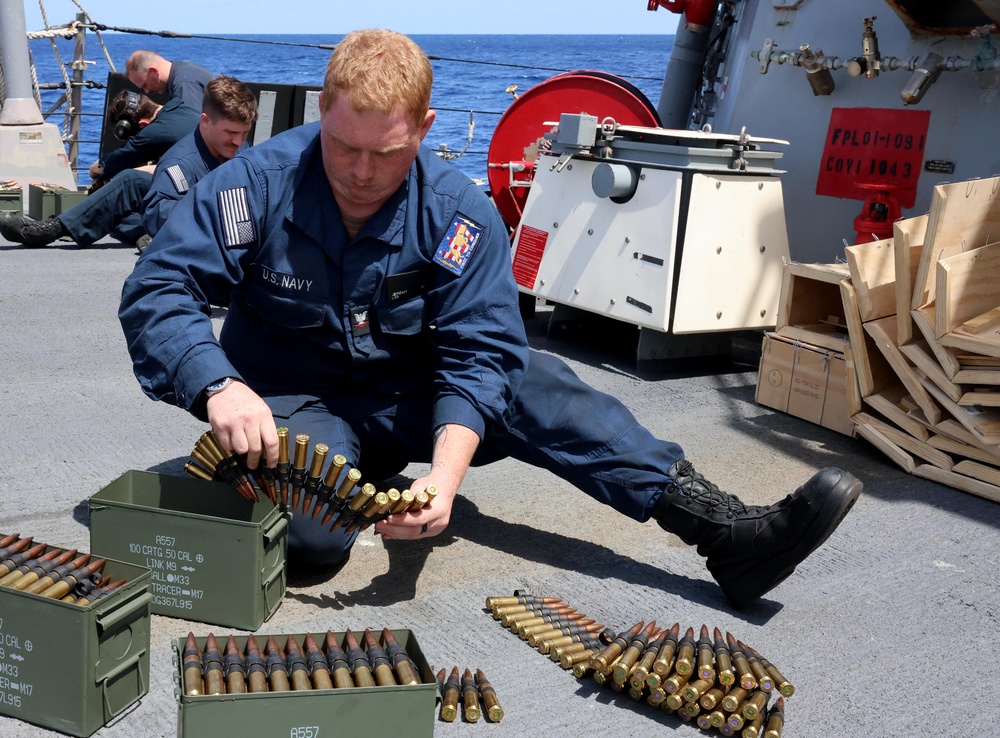 USS Gravely Sailors qualify for crew served weapons