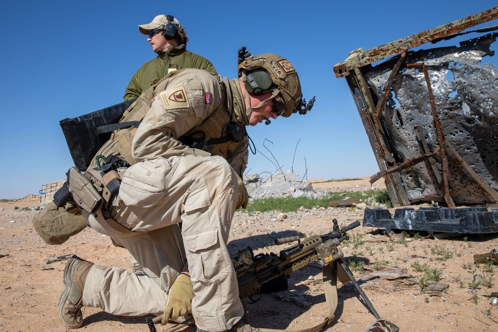 Coalition Forces Fire M249 Light Machine Gun