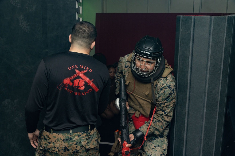 Marines take part in scenario-based training during corporals course