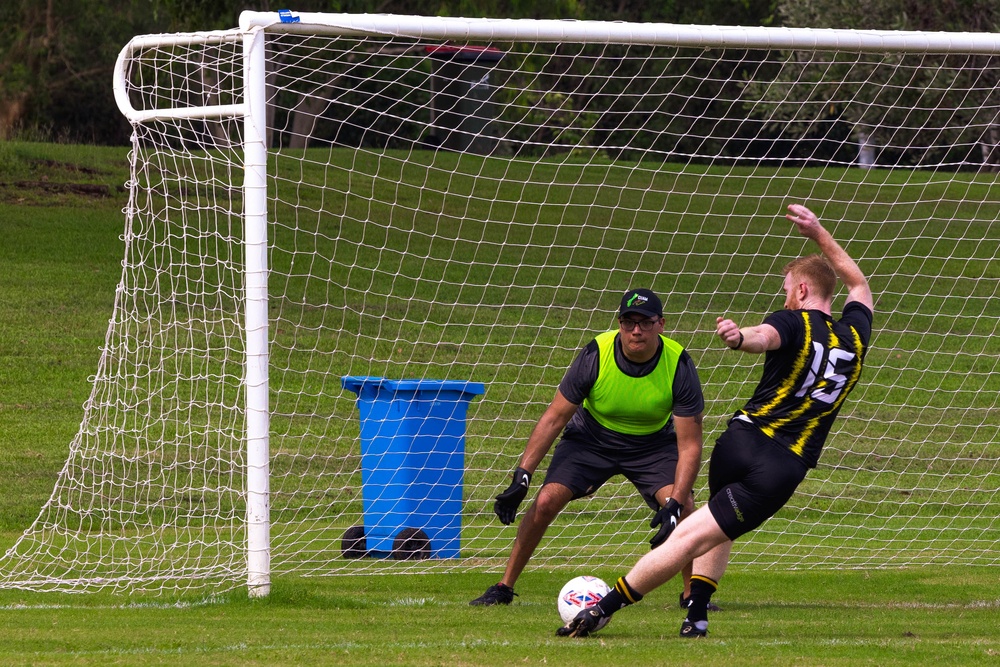 MRF-D 25.3: U.S. Marines and Sailors play soccer with Mindil Aces Football Club