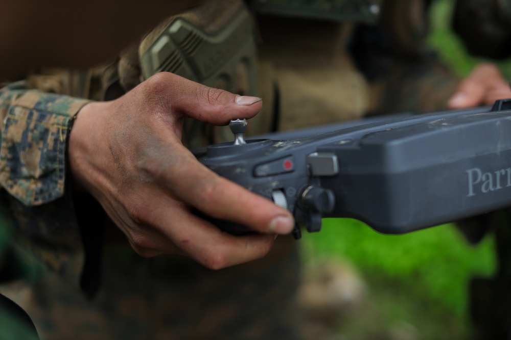 Valiant Mark 25: U.S. Marines and Singapore Guardsmen conduct a UAS operation in preparation for the FTX