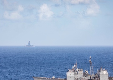 USS Normandy sails Stabroek Block off coast of Guyana