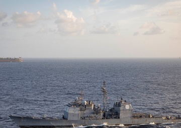 USS Normandy sails Starbroek Block off coast of Guyana