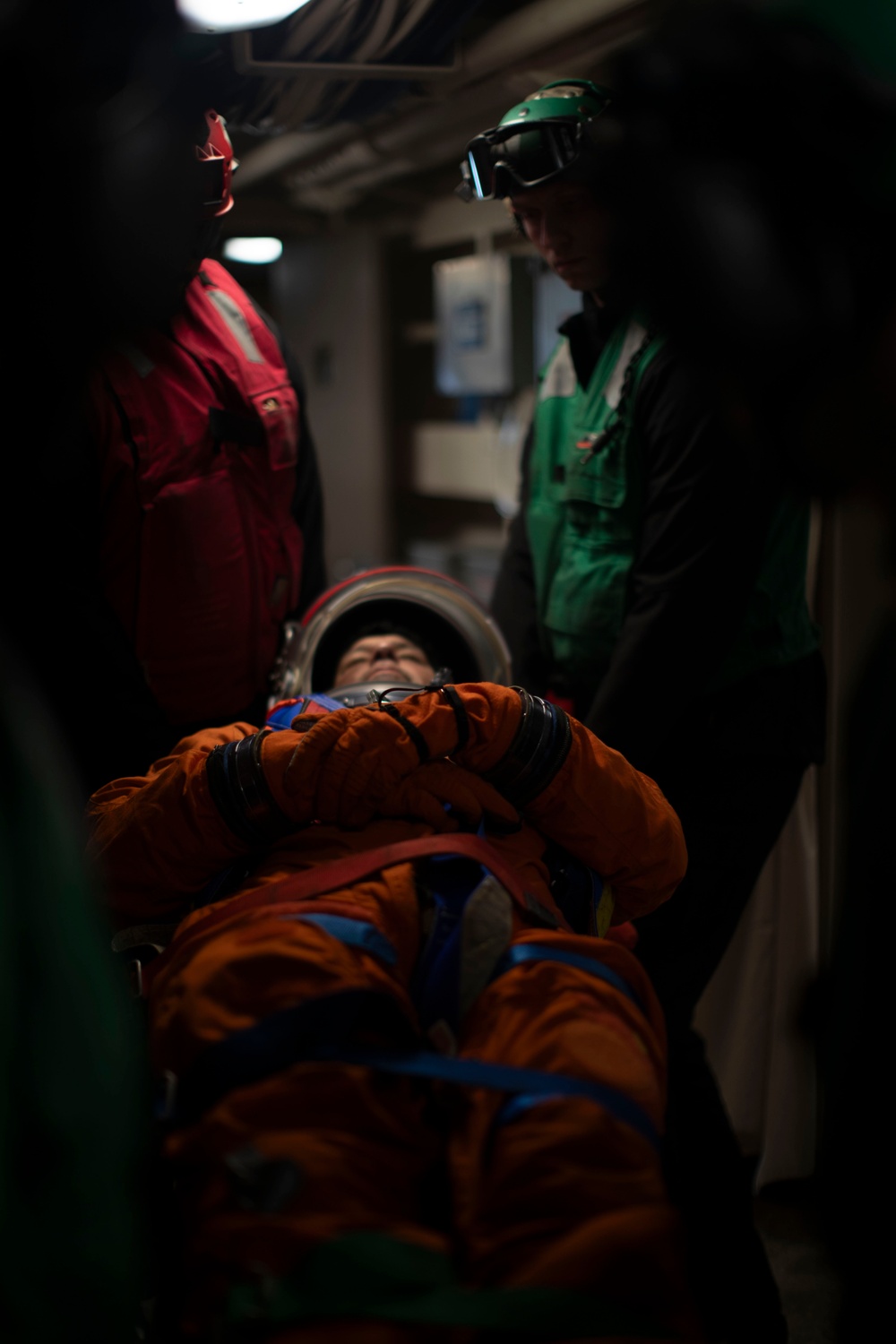 NASA Astronauts and US Navy Sailors participate in URT-12 medical drills