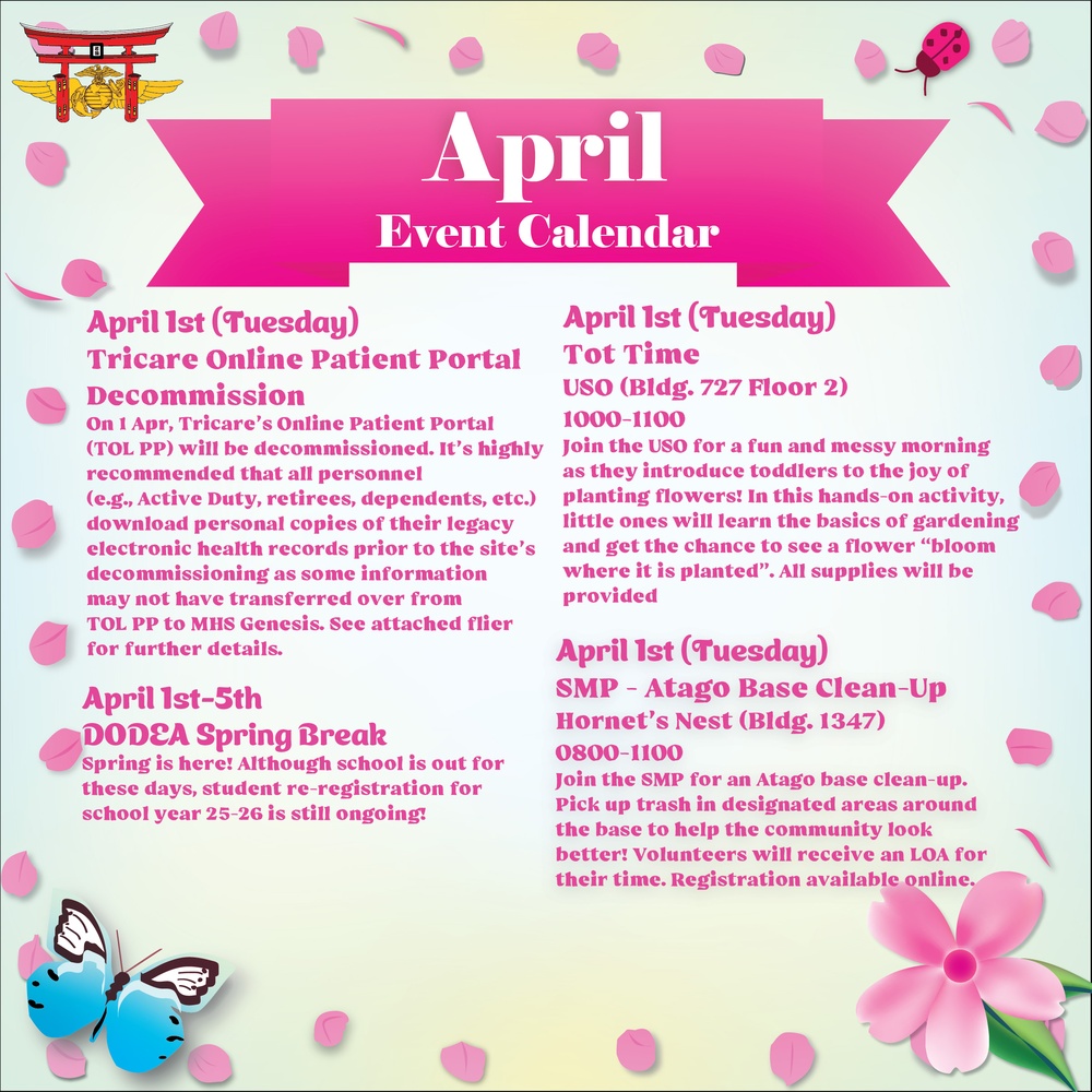 Marine Corps Air Station Iwakuni April 2025 Calendar