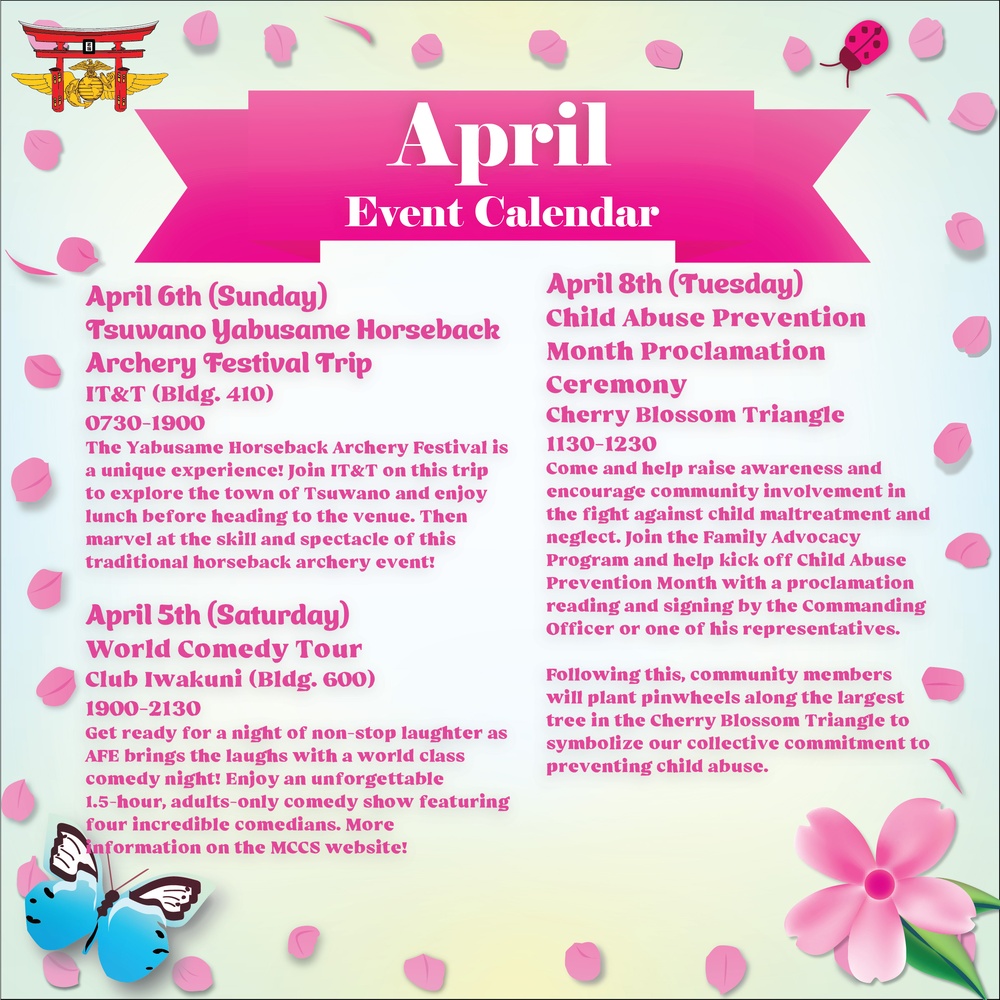 Marine Corps Air Station Iwakuni April 2025 Calendar