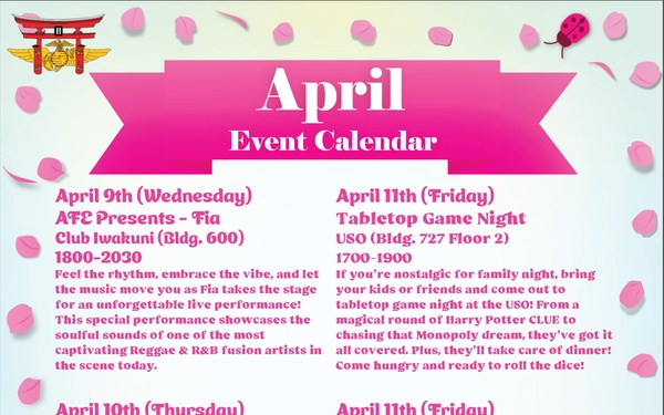 Marine Corps Air Station Iwakuni April 2025 Calendar