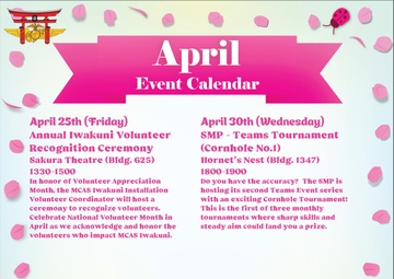 Marine Corps Air Station Iwakuni April 2025 Calendar