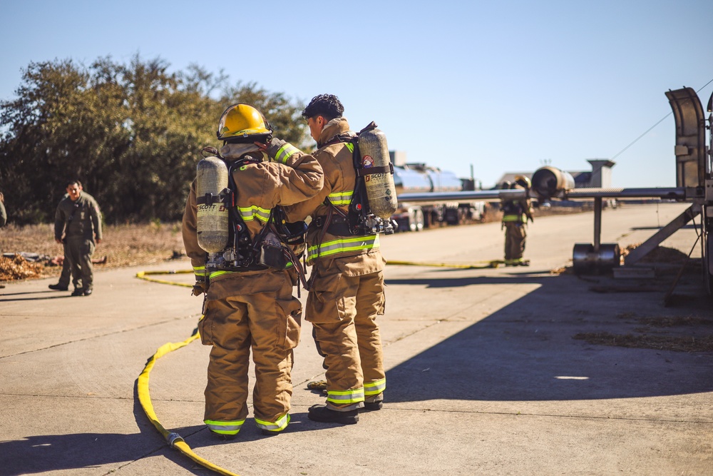 ARFF and Local Firefighters conduct Joint Training