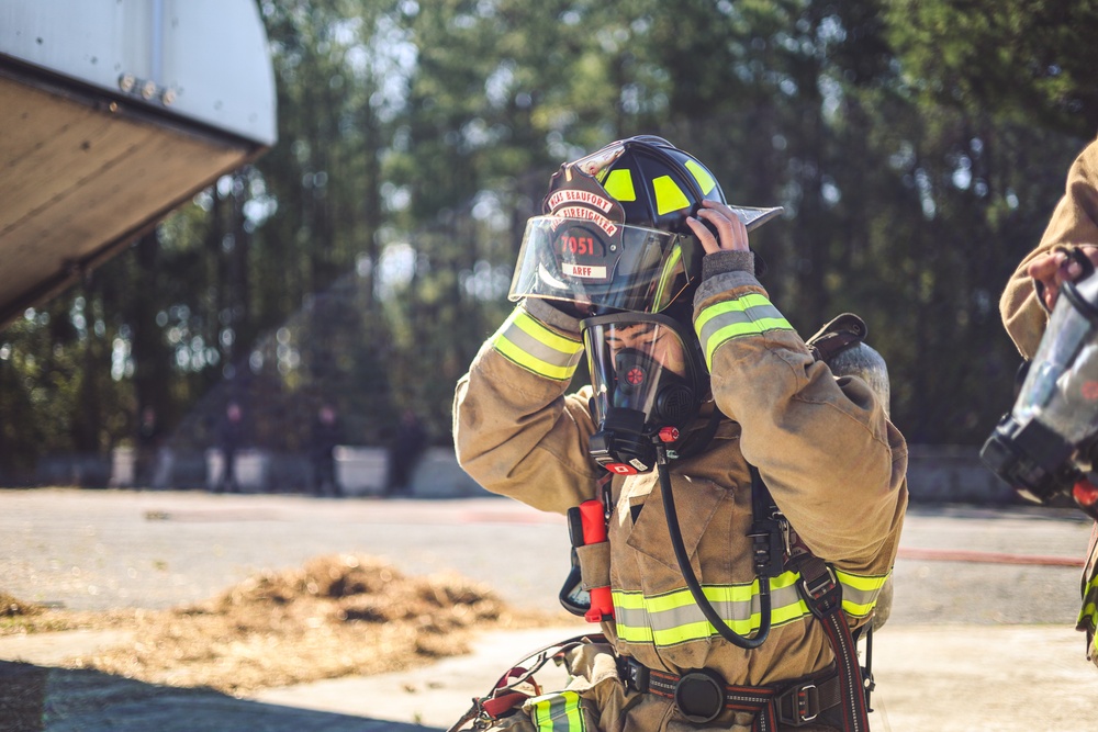 ARFF and Local Firefighters conduct Joint Training