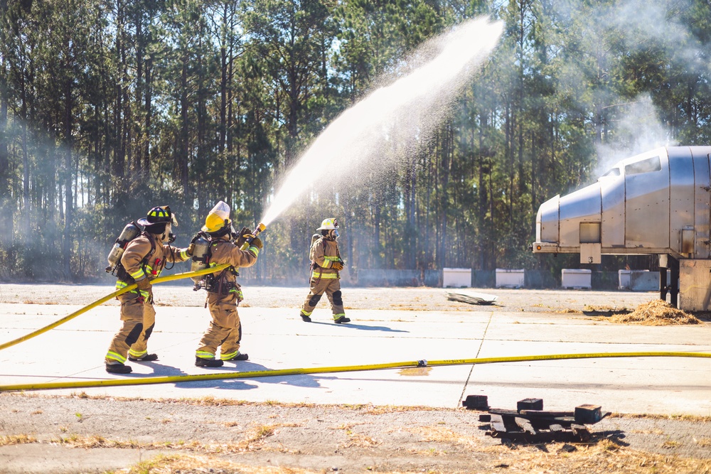 ARFF and Local Firefighters conduct Joint Training