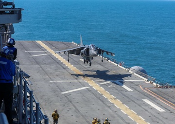 AV-8B Harrier Lands on the USS Iwo Jima (LHD 7)